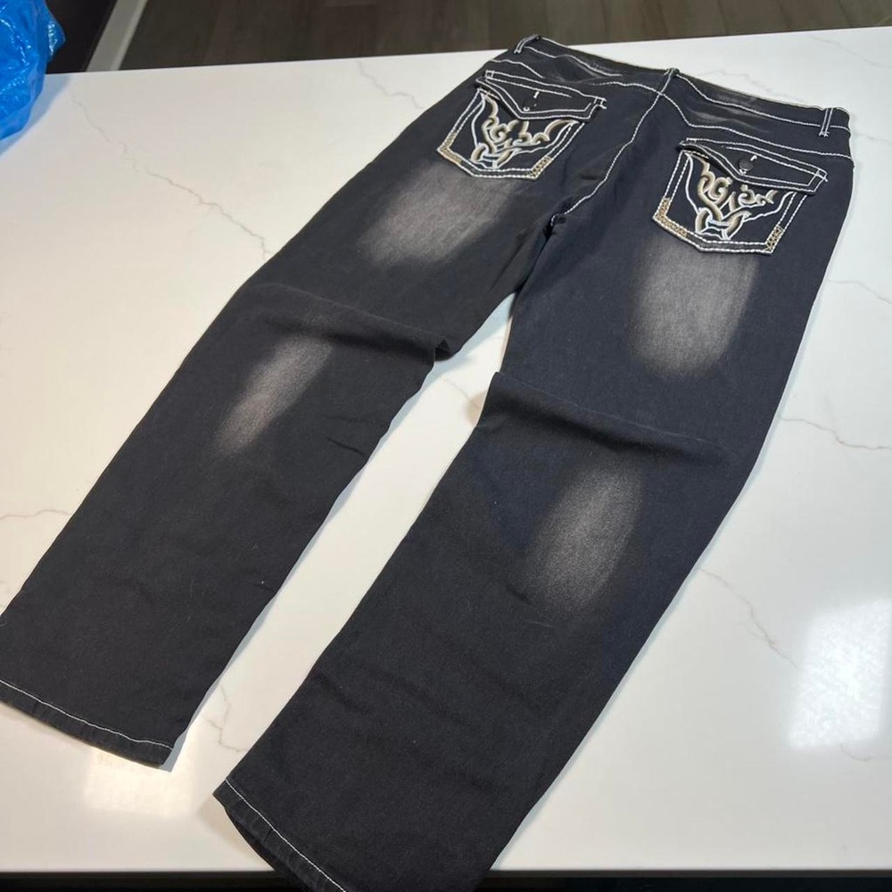 Y2K true religion style lightweight faded wide leg pants trendy